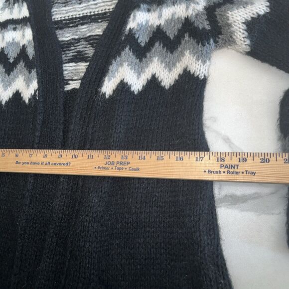 Lara Knit Cardigan Sweater Sz M Black Open Front Knit Mohair Blend Made in Italy - Picture 9 of 16